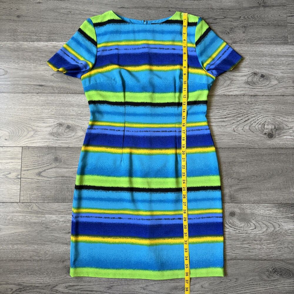 Vintage Sag Harbor Dress Petite Multicolor Striped Sheath Dress - Size 8P - Picture 5 of 6